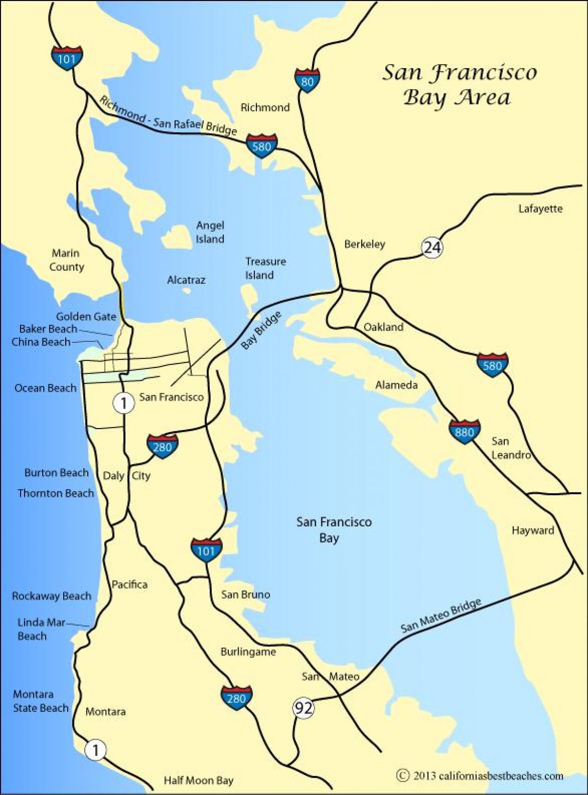 Χάρτης της San Francisco παραλίες