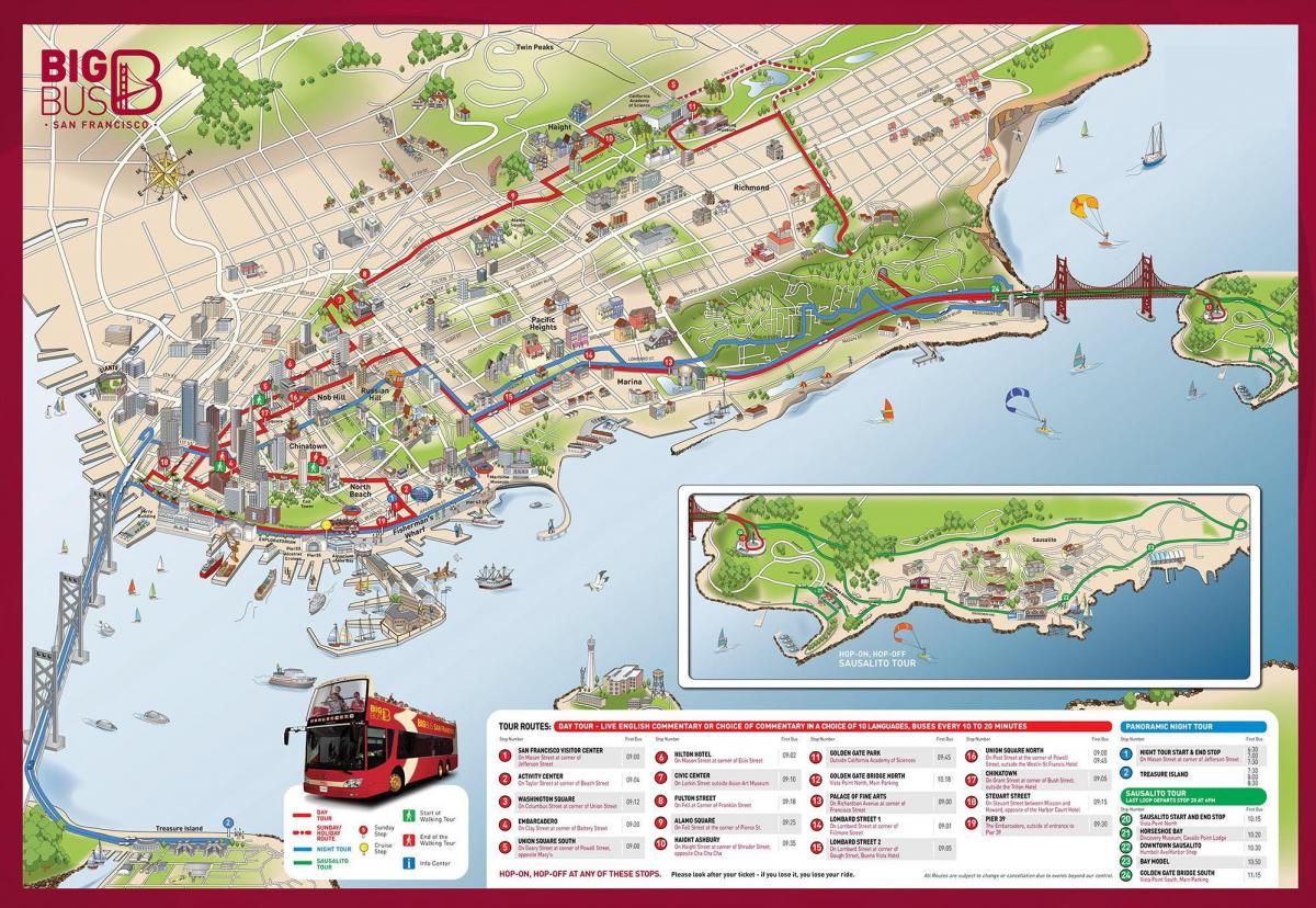 Σαν Φρανσίσκο ξενάγηση με λεωφορείο χάρτη
