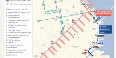 Χάρτης της San Francisco διαδρομής του τρόλεϊ
