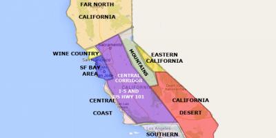 Χάρτης της καλιφόρνια, βορείως του Σαν Φρανσίσκο