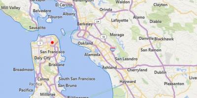 Χάρτης της καλιφόρνια πόλεις κοντά σε San Francisco
