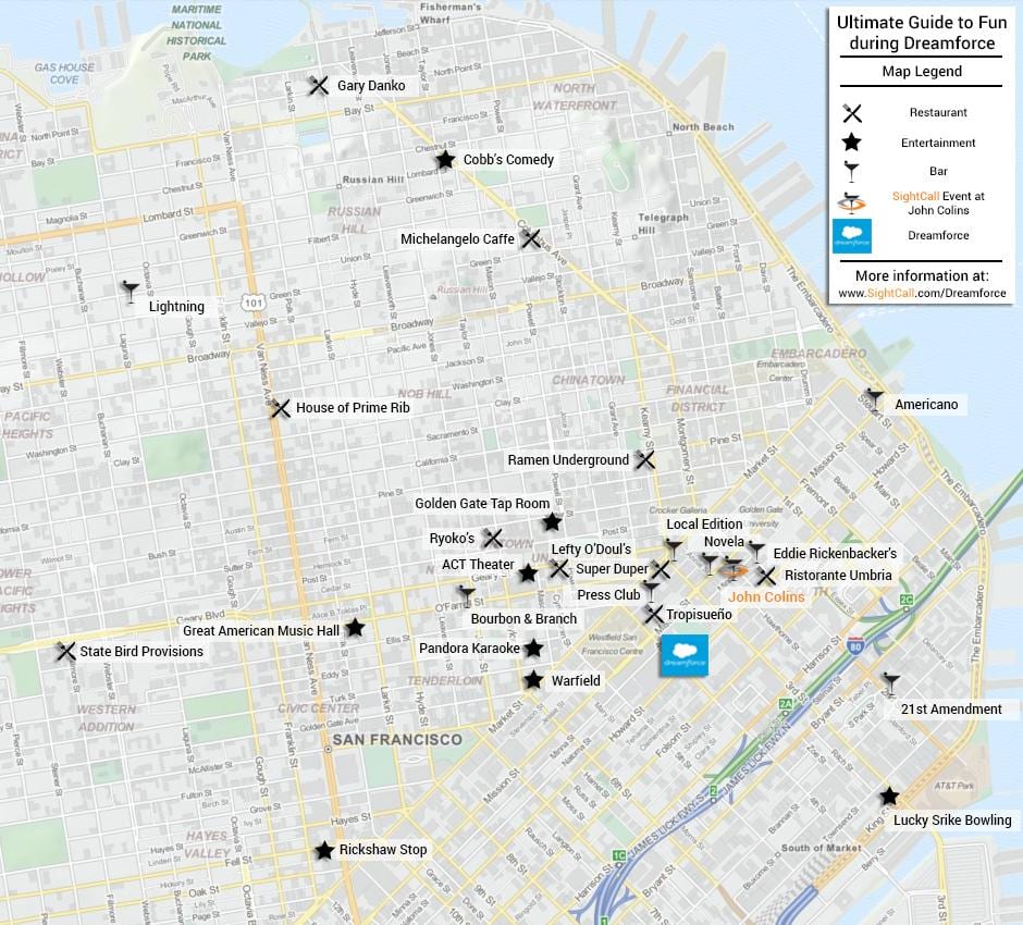 Χάρτης της San Francisco εστιατόριο