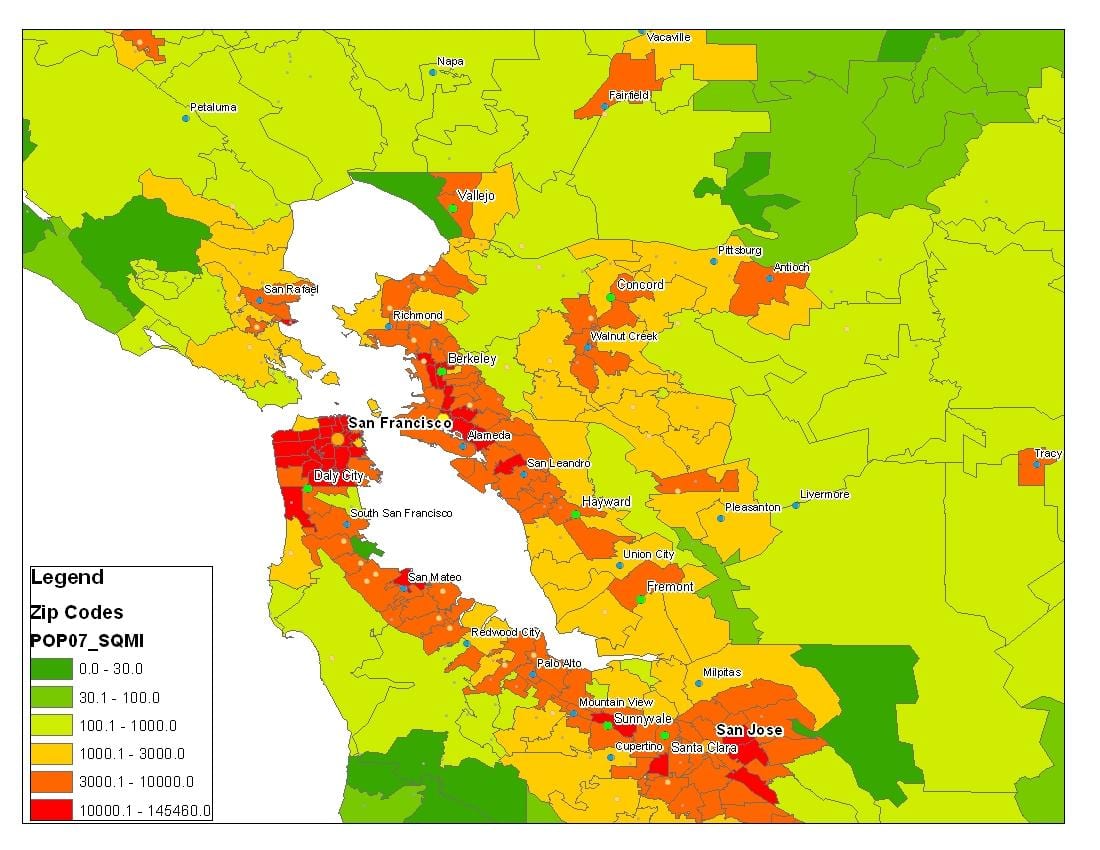 Χάρτης της San Francisco πληθυσμού