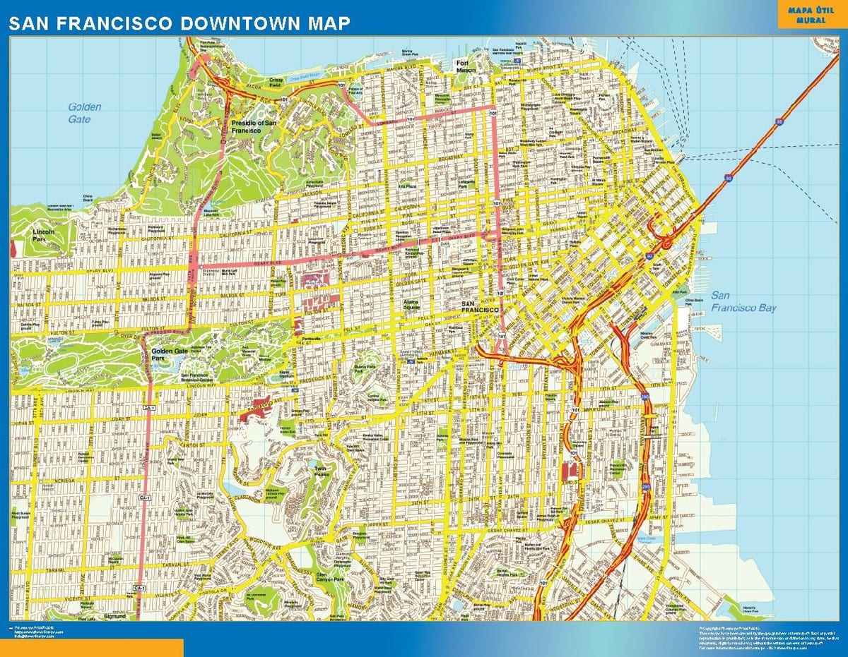 Χάρτης της San Francisco τοίχο