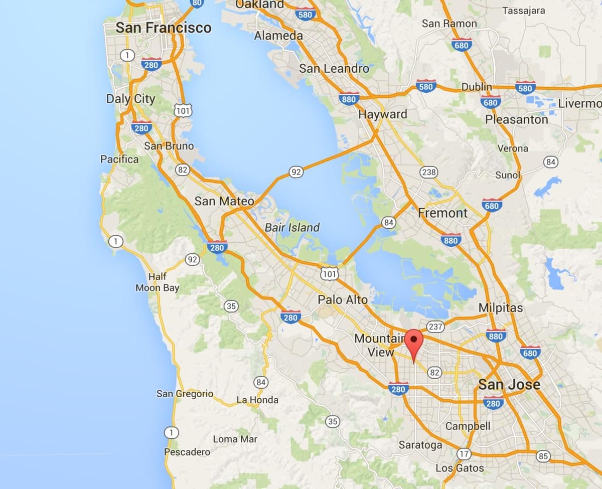 χάρτης της silicon valley πόλεις