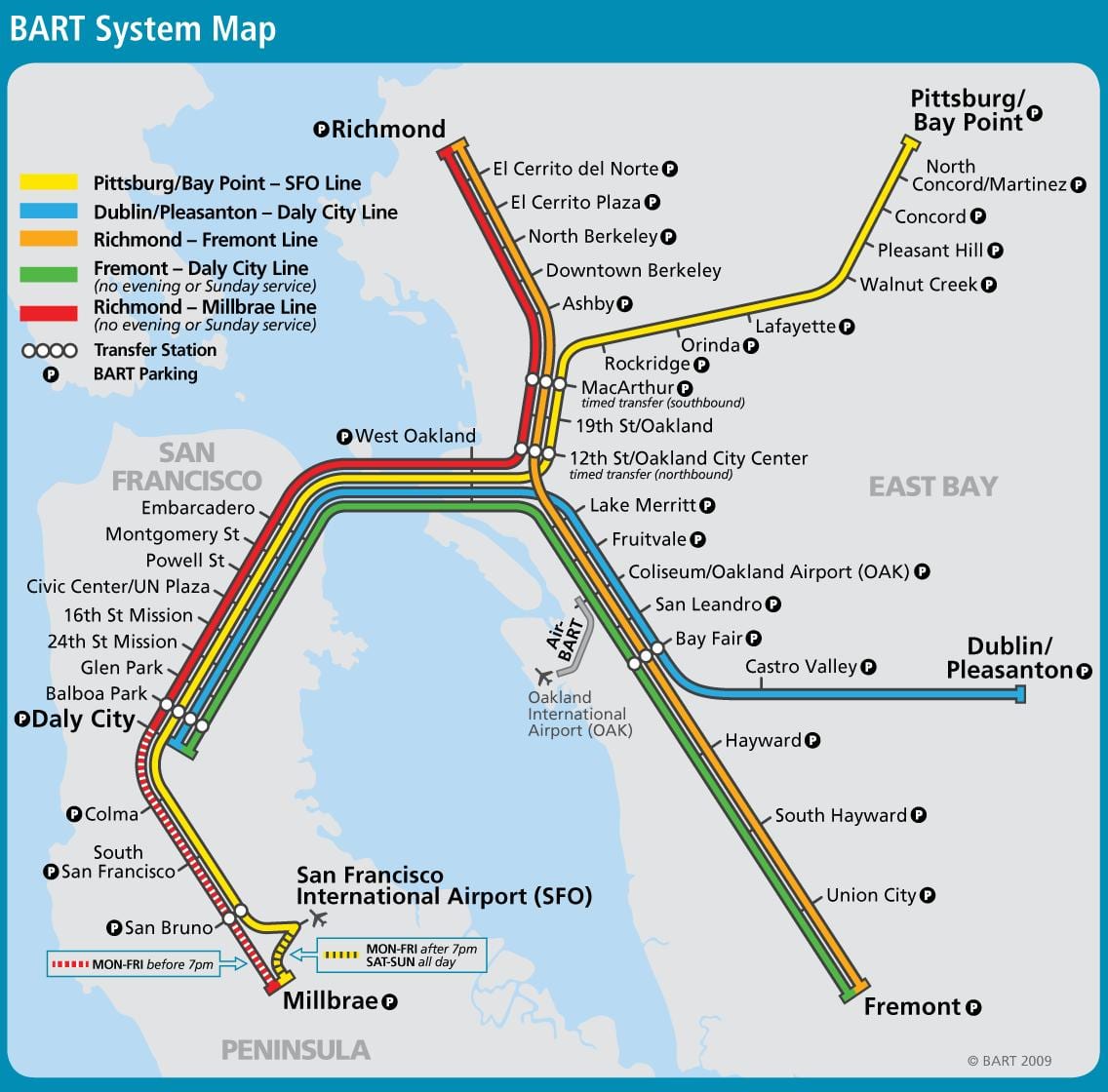 Σαν Φρανσίσκο bart σύστημα χάρτης