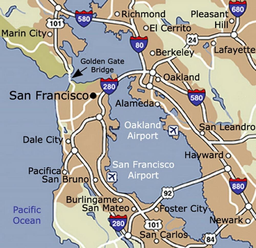 Χάρτης της San Francisco airport και της γύρω περιοχής
