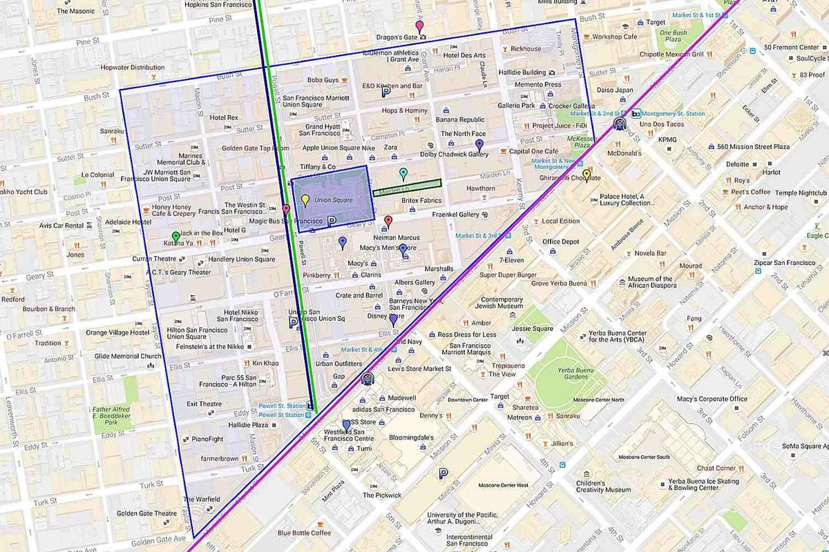 Χάρτης της union square καταστήματα