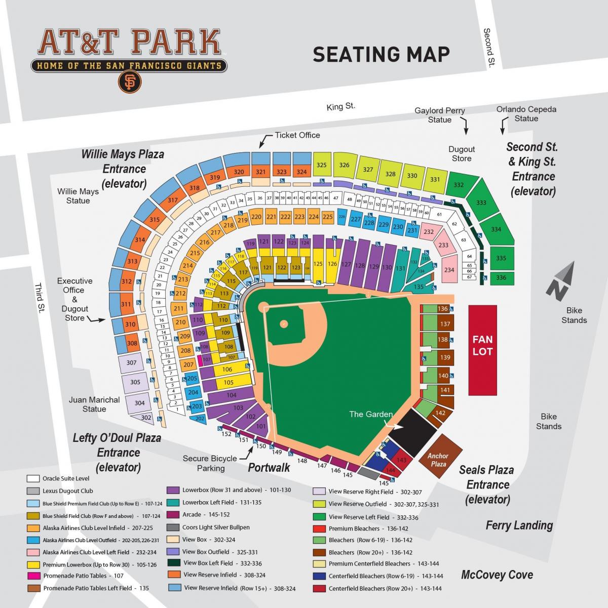 Χάρτης της at&t park stadium
