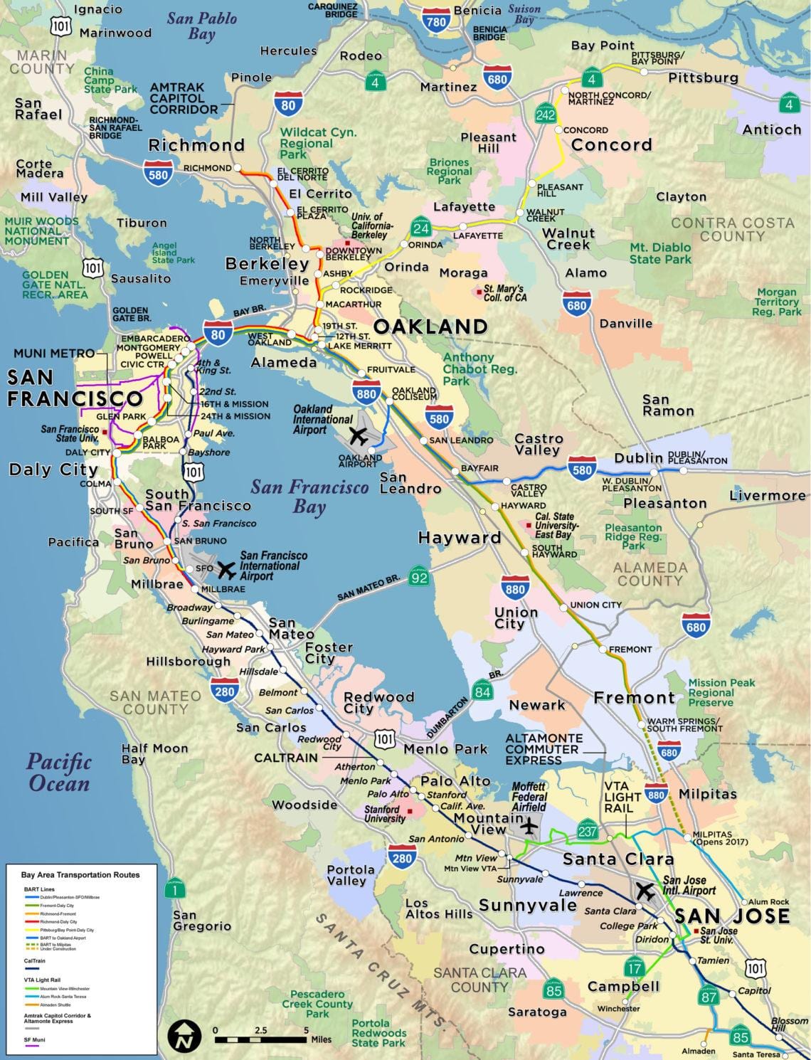 Χάρτης της bay area αεροδρόμια