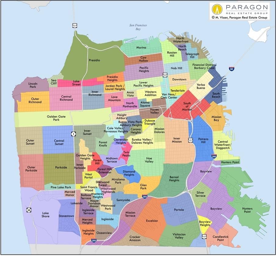 San Francisco bay area γειτονιά χάρτης