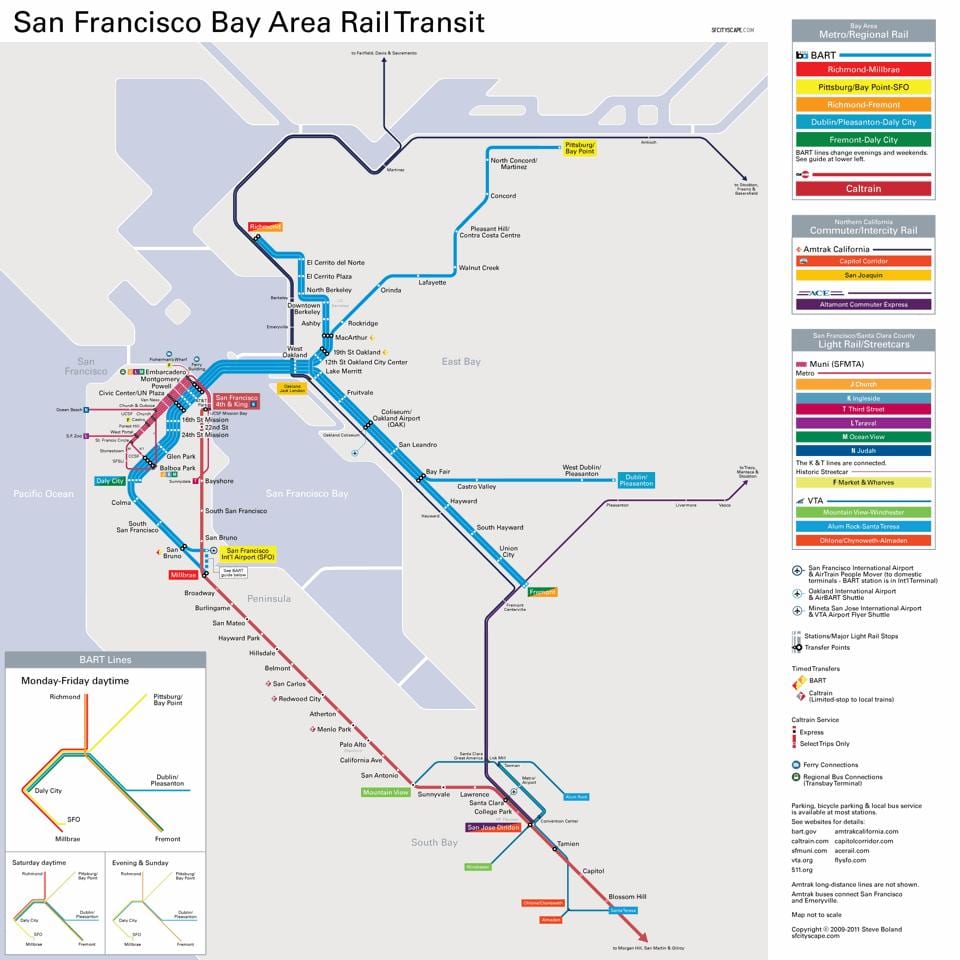 bay area δημόσιο συγκοινωνιακό χάρτη