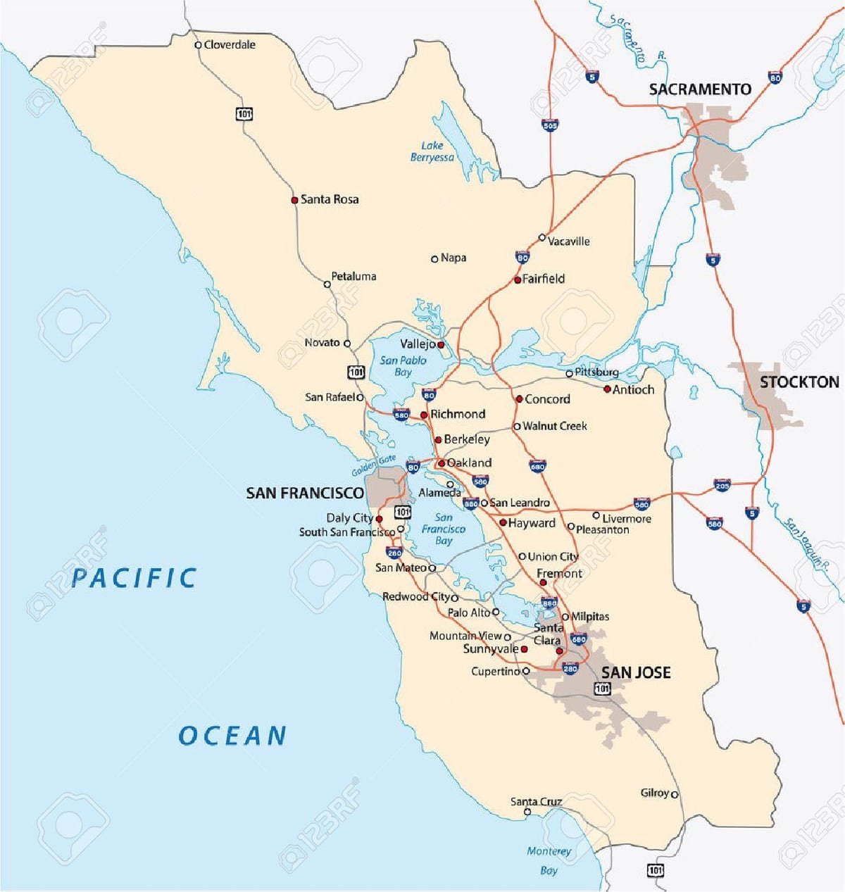 Χάρτης της bay area διάνυσμα
