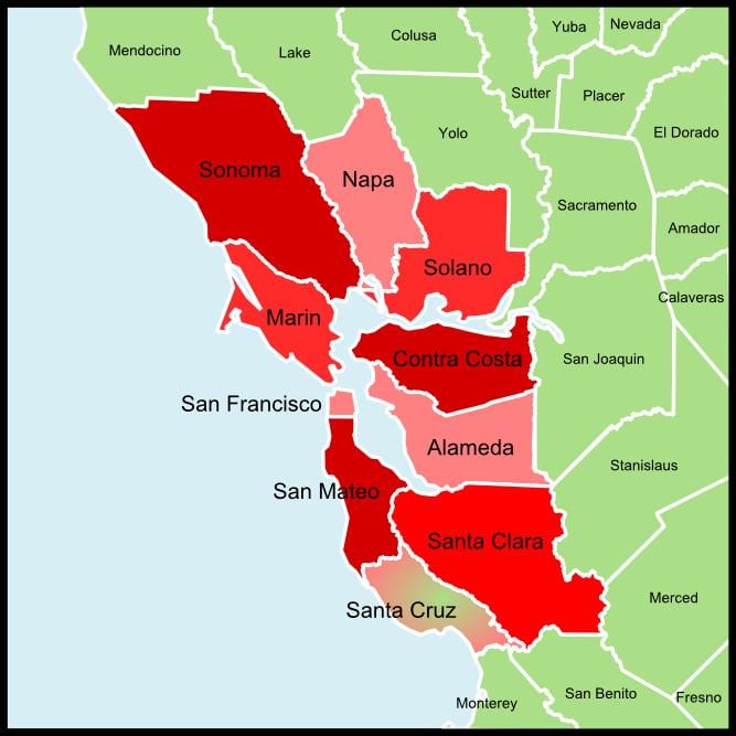 San Francisco bay area county εμφάνιση χάρτη
