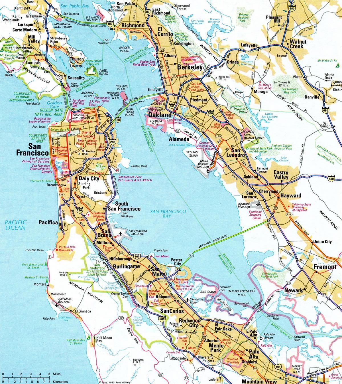 Χάρτης της bay area αυτοκινητόδρομο 