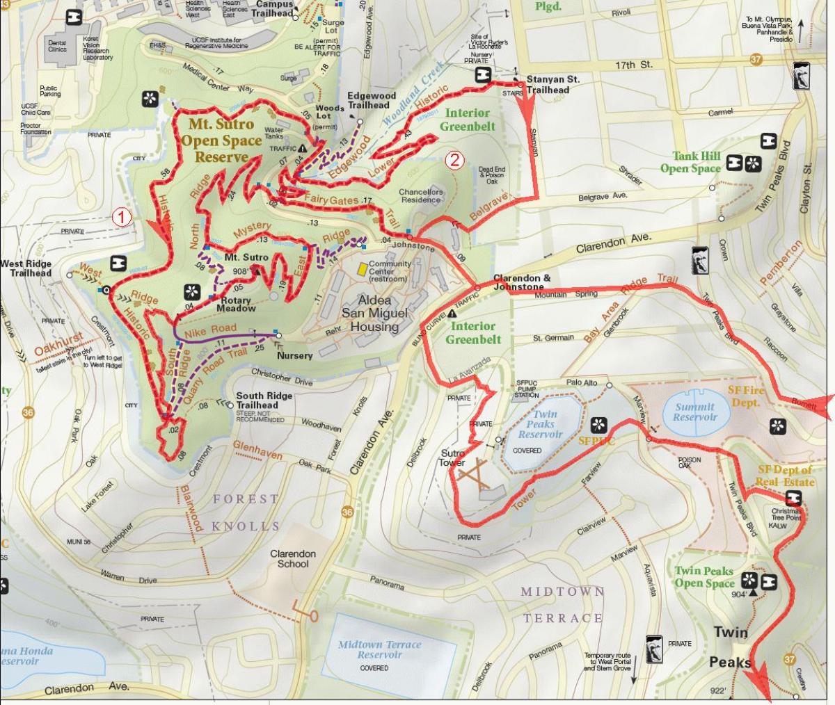 Χάρτης της bay area μονοπάτια ποδήλατο