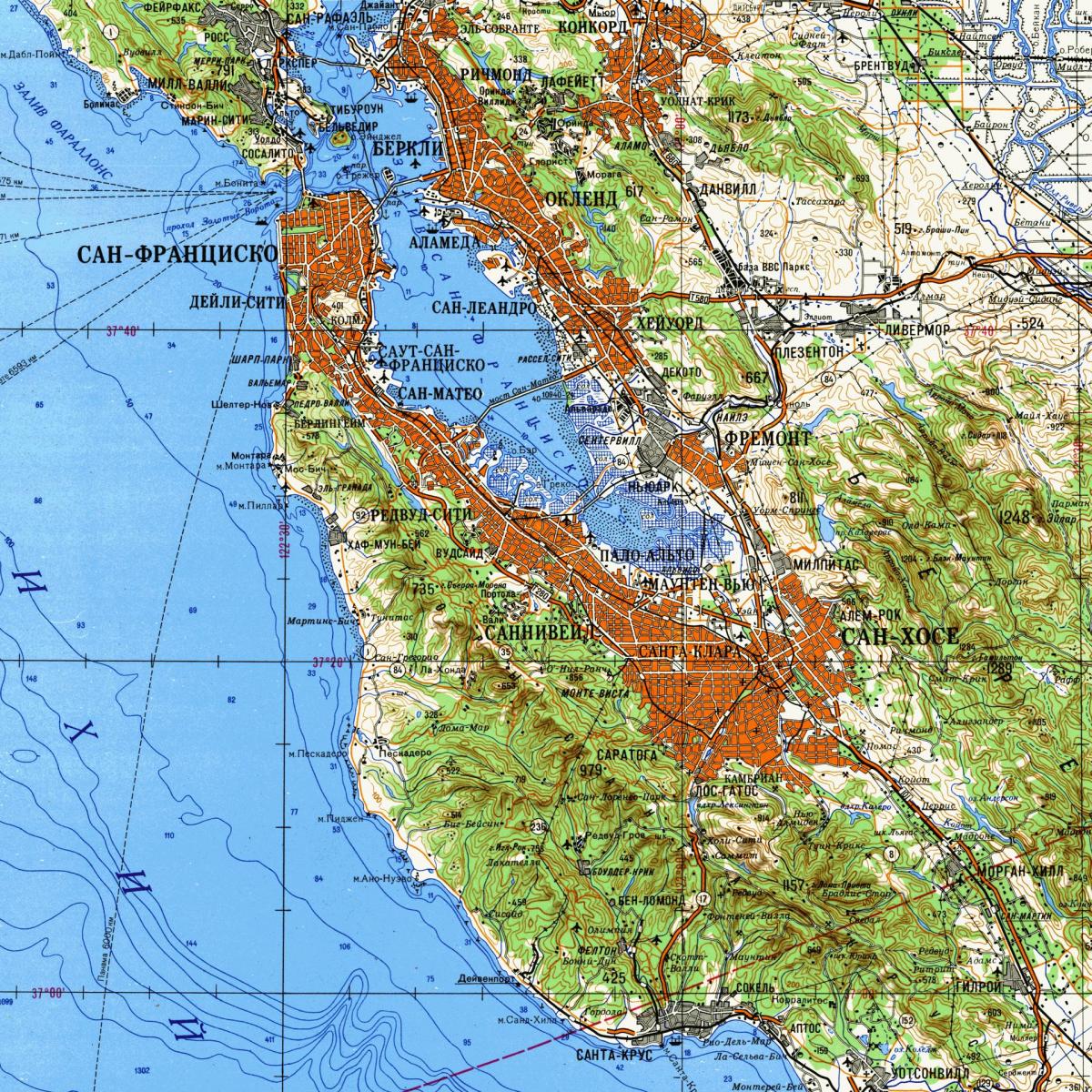 San Francisco bay area τοπογραφικός χάρτης