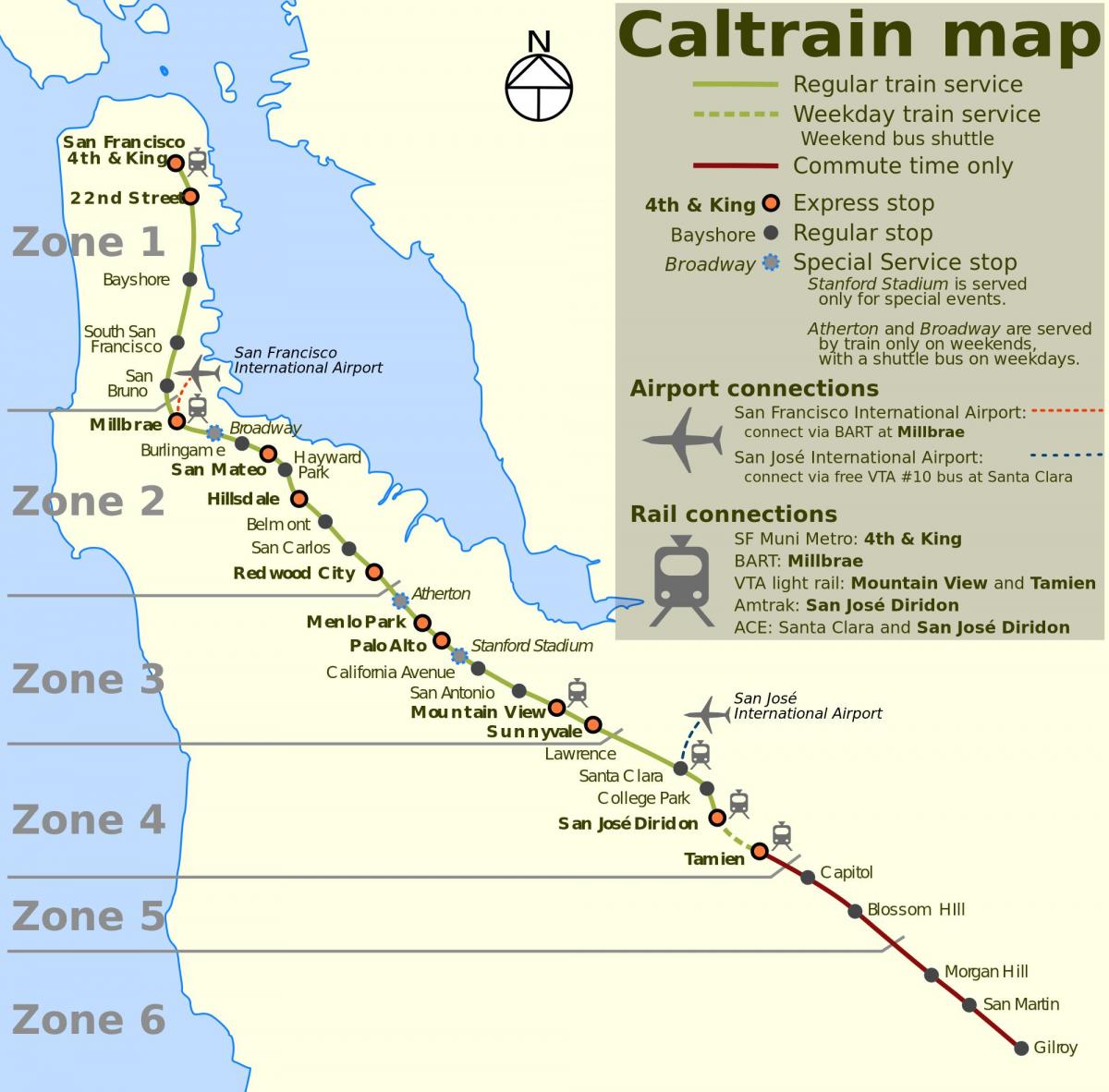San Francisco caltrain χάρτης