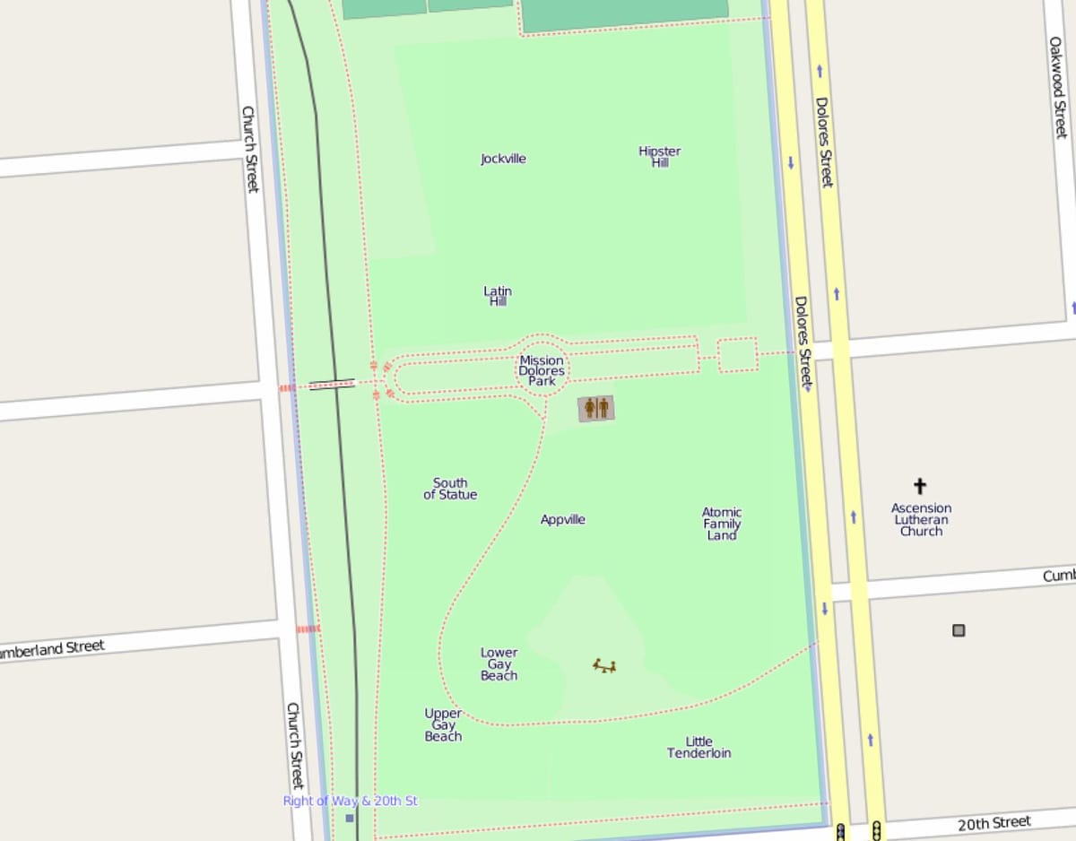 Χάρτης της dolores park του Σαν Φρανσίσκο