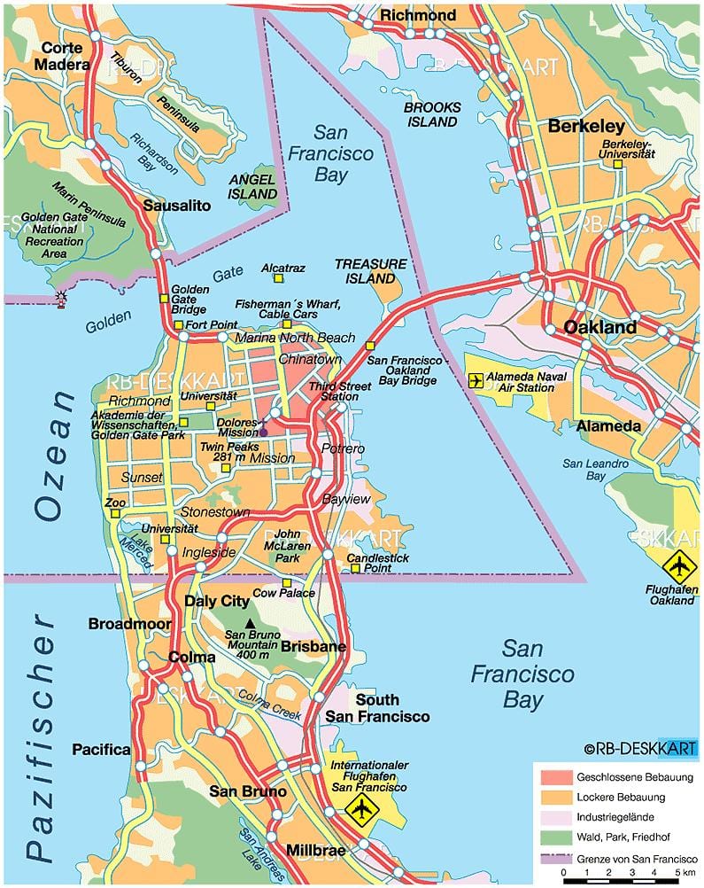 χάρτης της east bay πόλεις