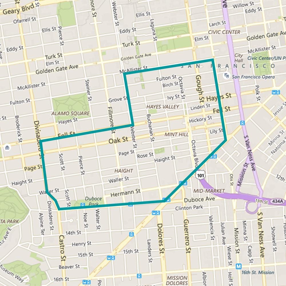χάρτης της hayes valley, Σαν Φρανσίσκο