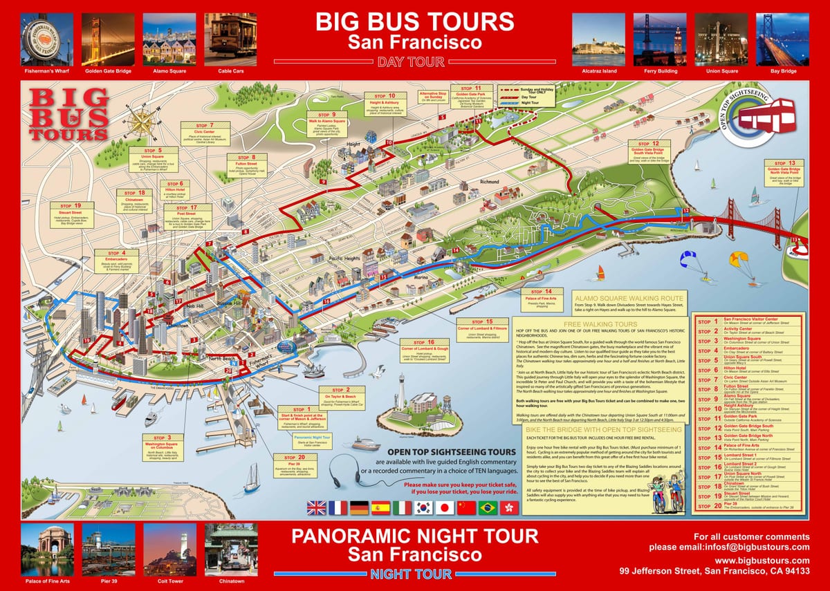 Σαν Φρανσίσκο hop on hop off tour χάρτης