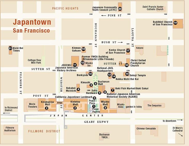 Χάρτης της japantown Σαν Φρανσίσκο