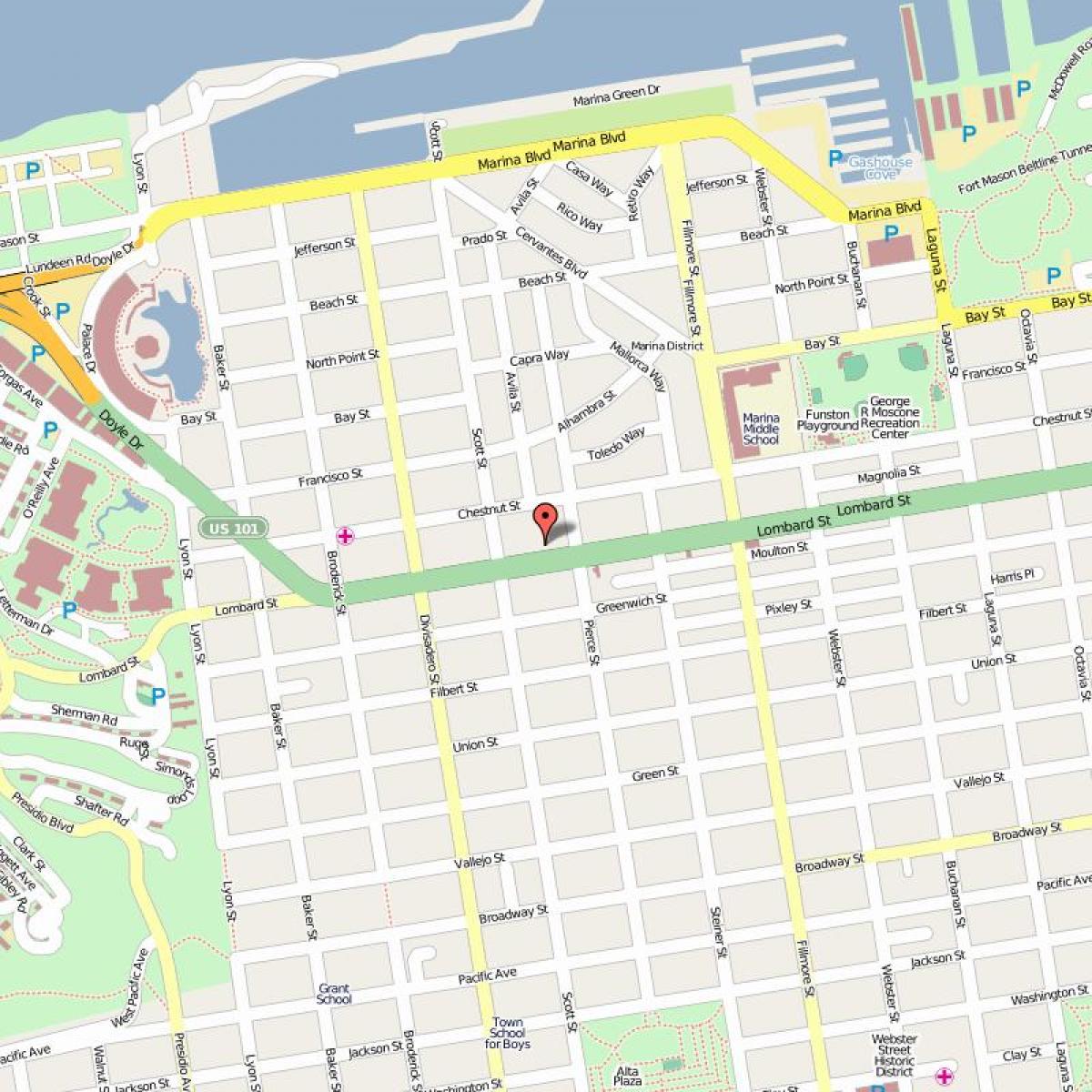 Χάρτης της lombard street στο Σαν Φρανσίσκο