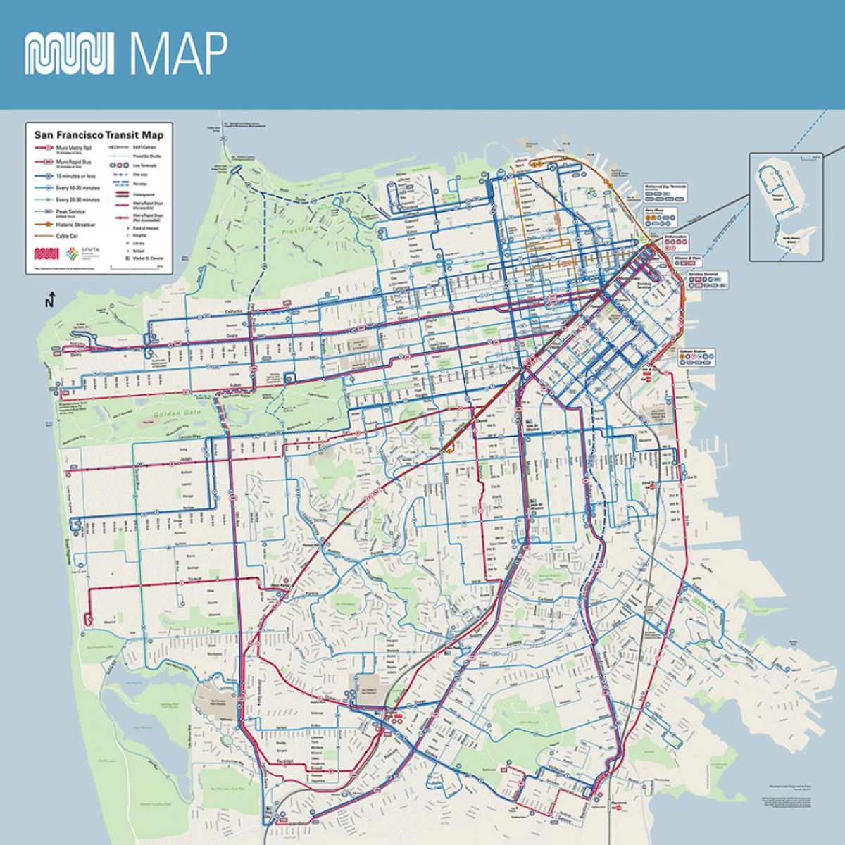 SF muni χάρτη της διαδρομής