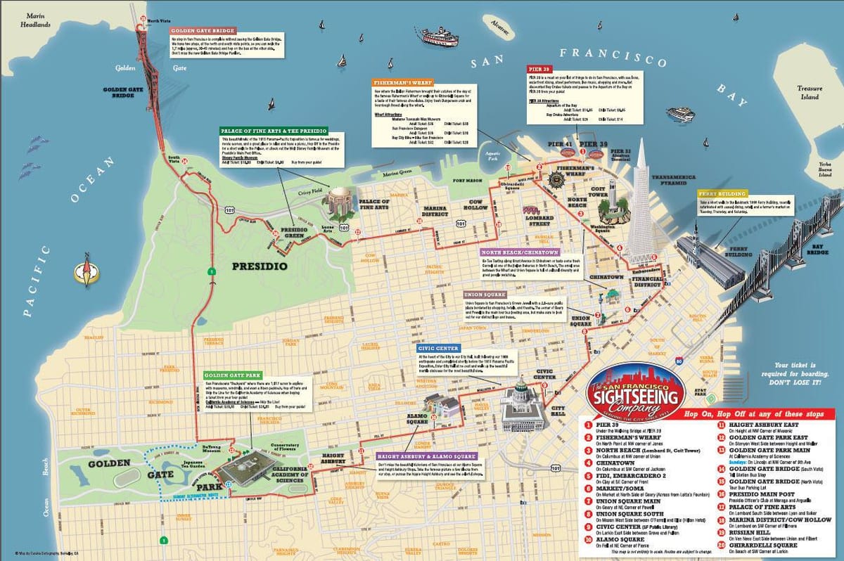 Χάρτης της San Fran hop on hop off 