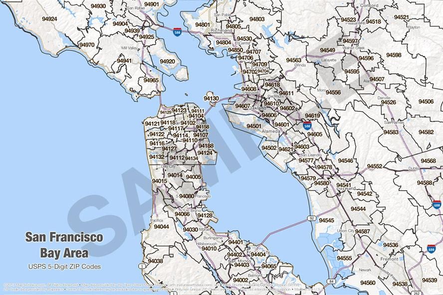 bay area area code χάρτης