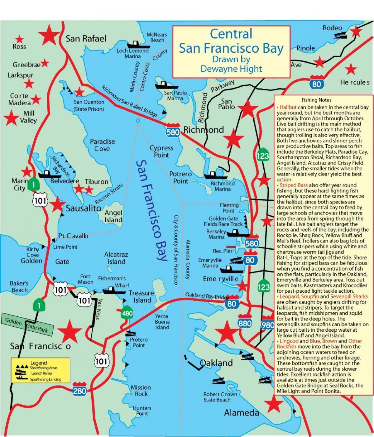 Χάρτης της San Francisco bay ψάρεμα 