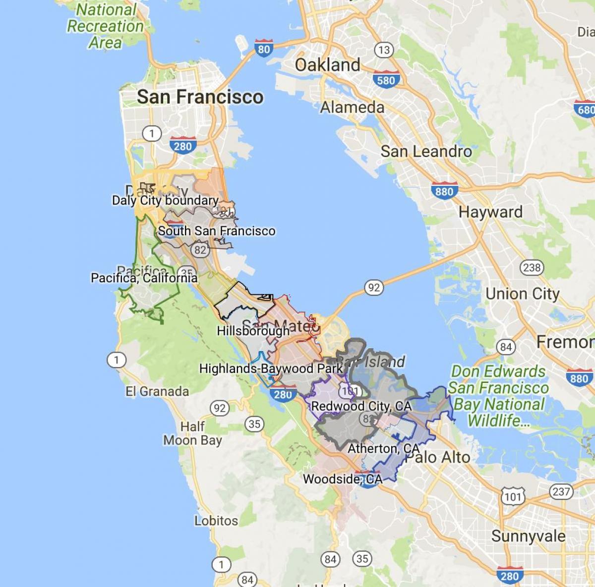 Χάρτης της San Francisco όρια της πόλης