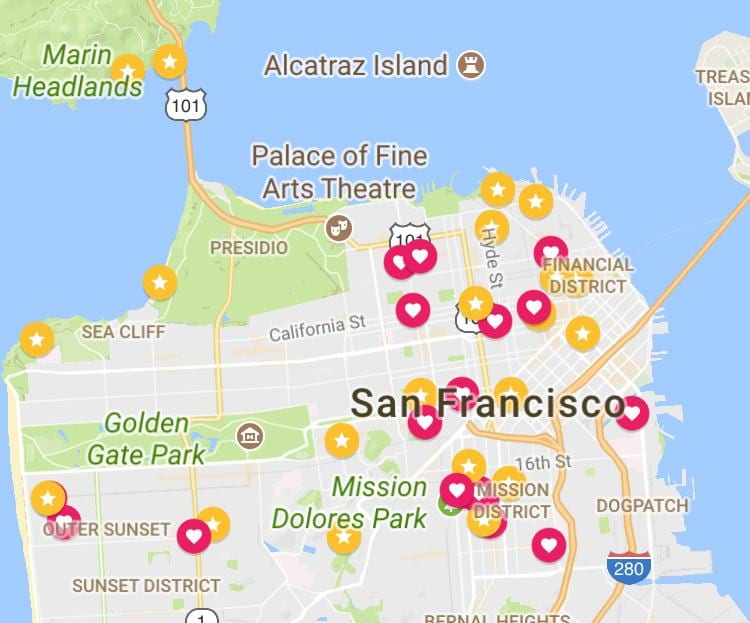 Χάρτης της San Francisco financial district