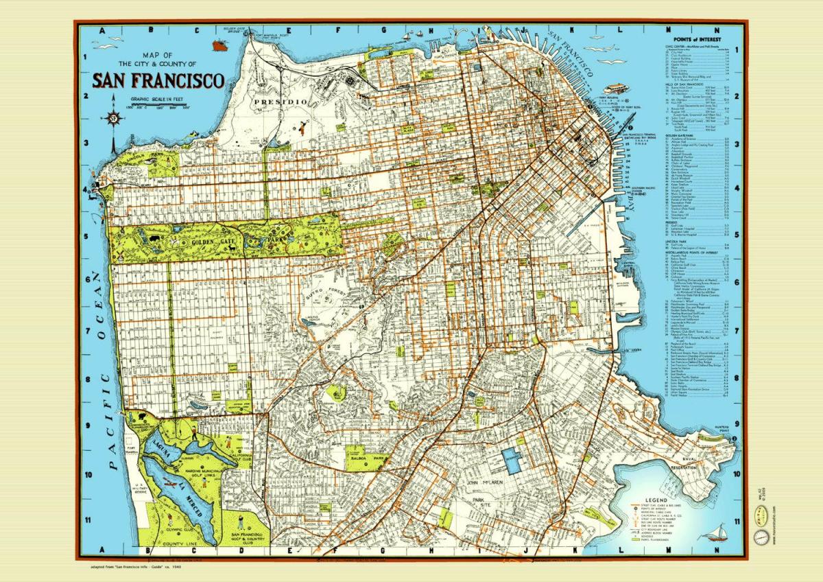 Χάρτης της San Francisco street αφίσα
