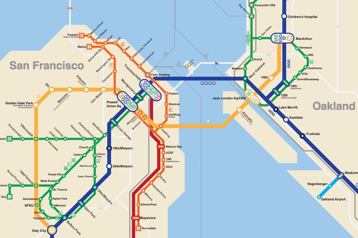 SFO χάρτη του μετρό