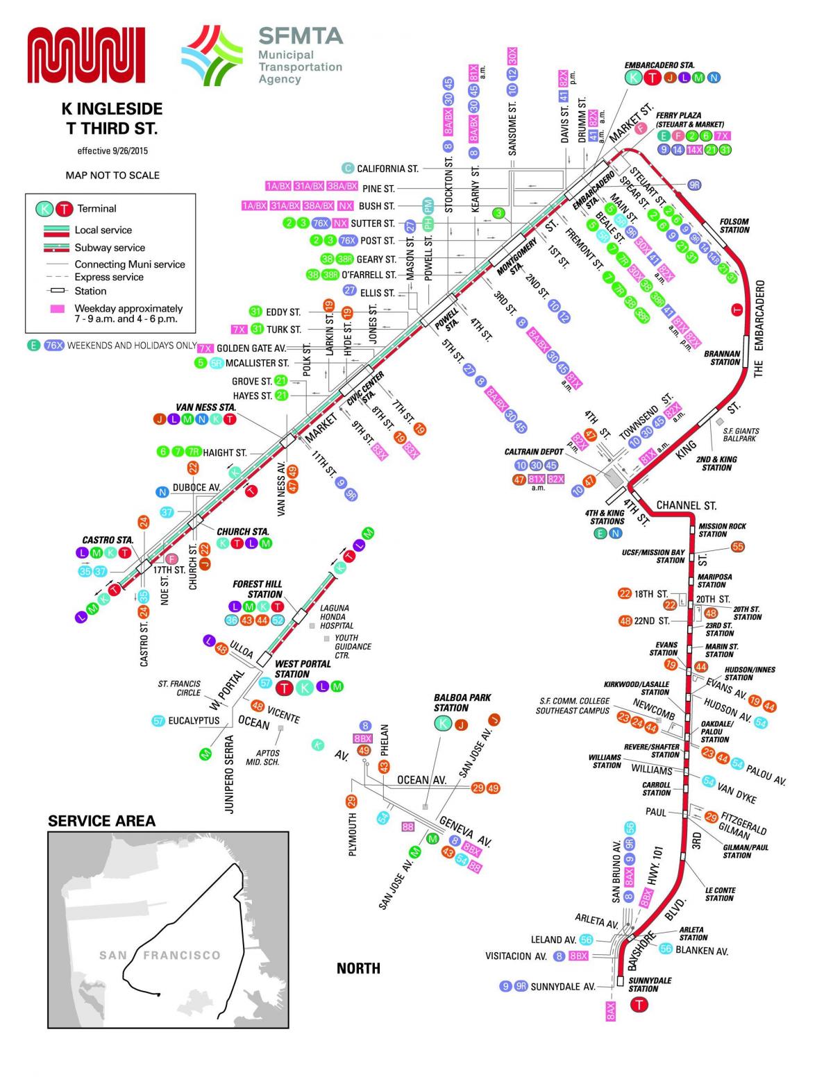 San Francisco city λεωφορείο χάρτη