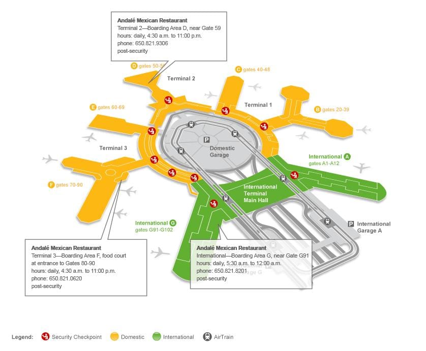 SFO terminal 2 πύλη χάρτης