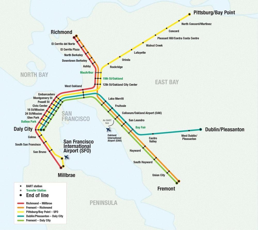 San Francisco airport bart χάρτης