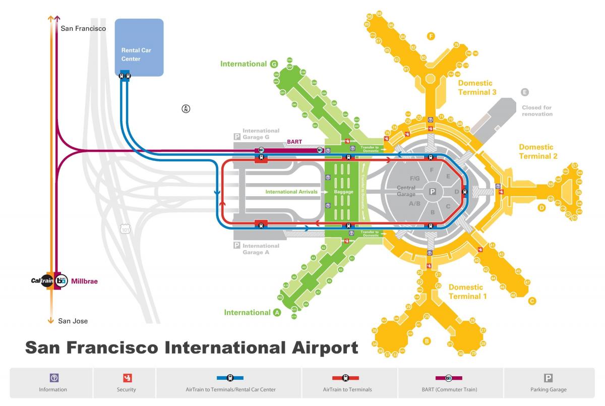 San Francisco airport ενοικίαση αυτοκινήτων χάρτης