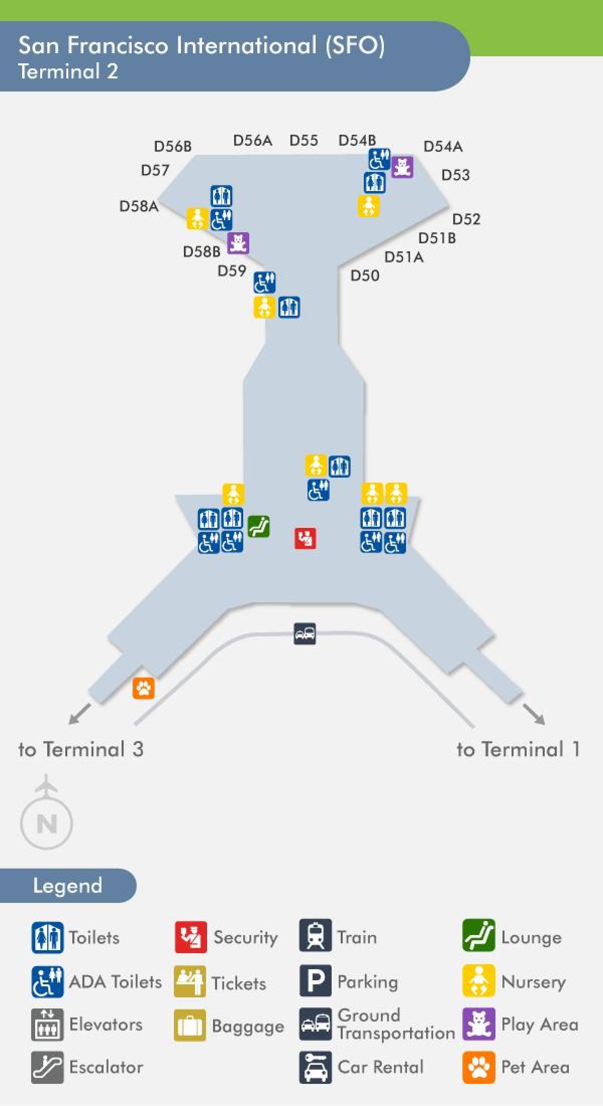 San Francisco airport terminal 2 χάρτης
