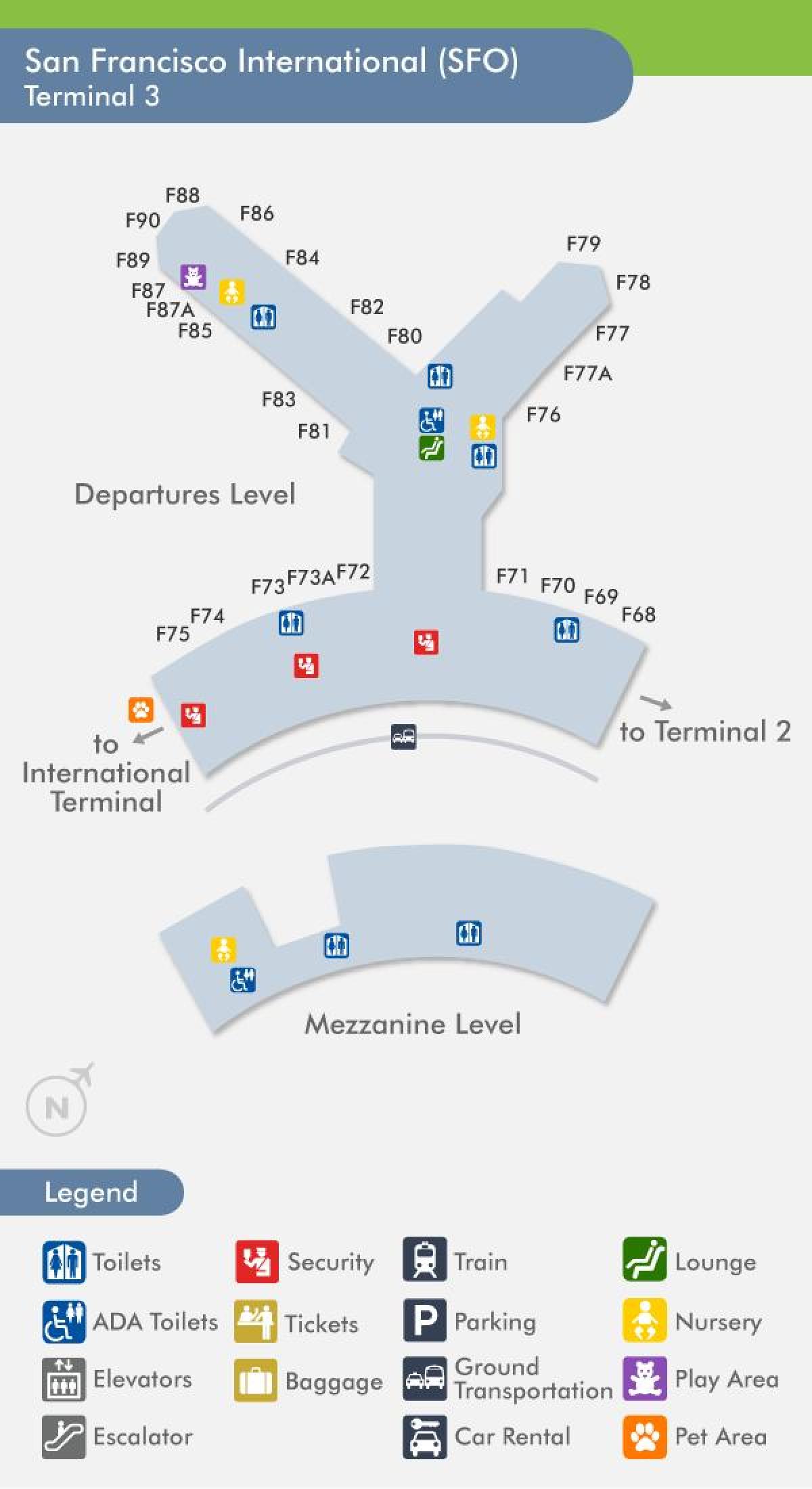 SFO airport χάρτης terminal 3
