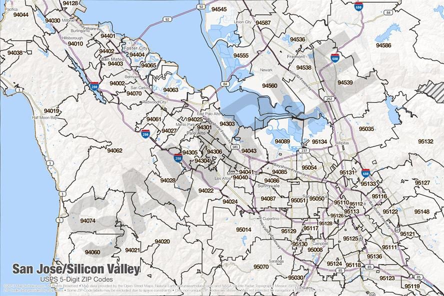 Χάρτης της silicon valley ταχυδρομικός κώδικας