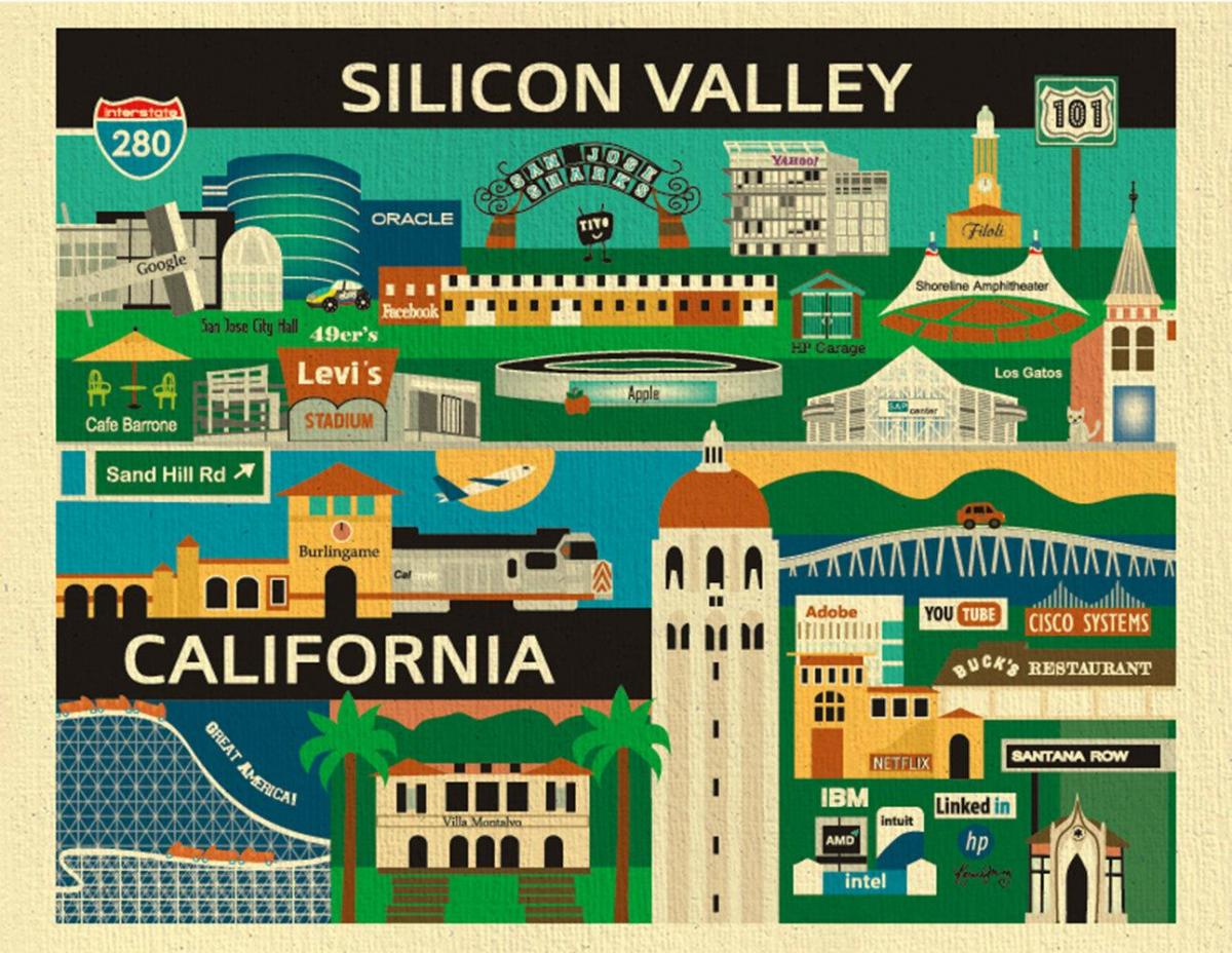 Χάρτης της silicon valley αφίσα