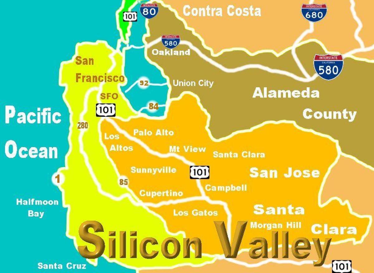 Χάρτης της silicon valley τοποθεσία
