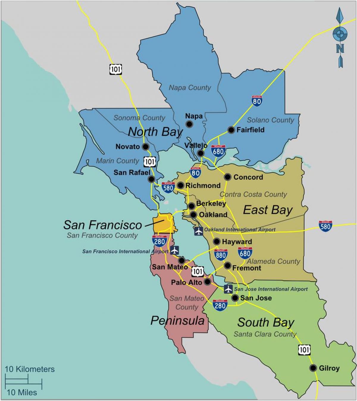 χάρτης της south San Francisco bay area