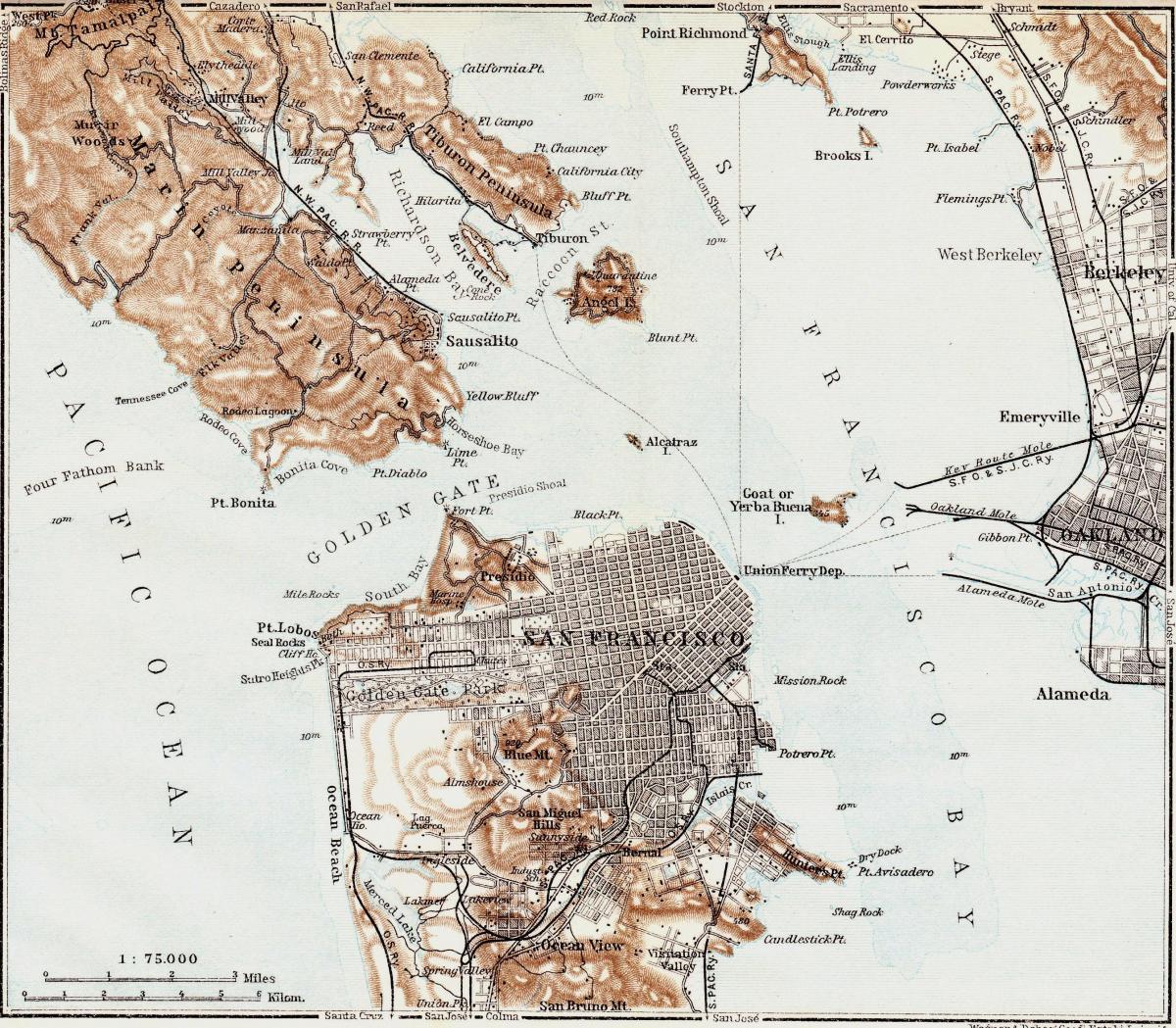 Χάρτης της vintage Σαν Φρανσίσκο 