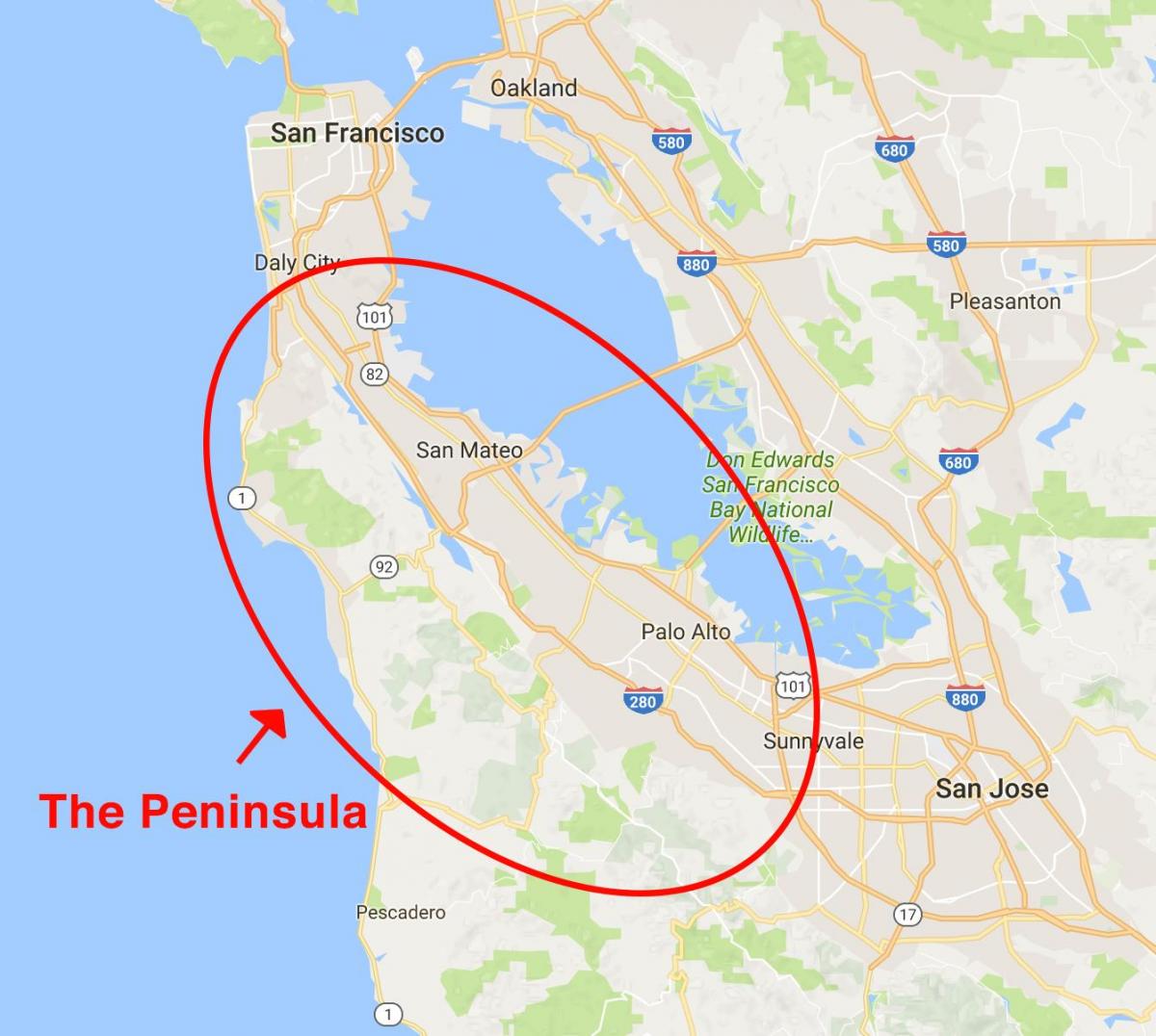 Χάρτης της San Francisco χερσόνησο 