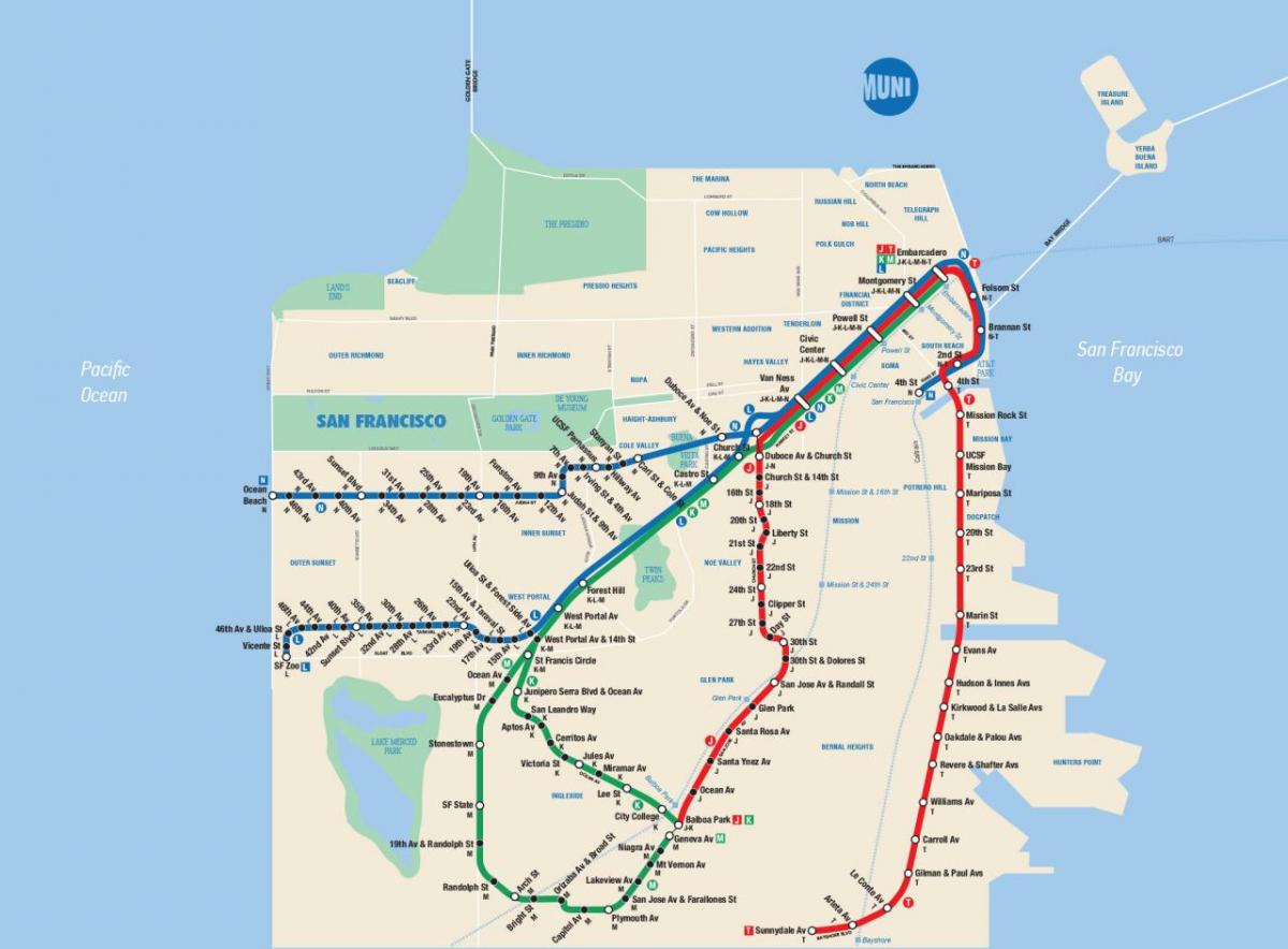 Χάρτης της San Francisco muni app