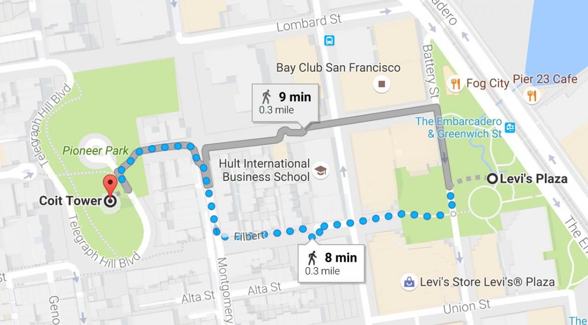 Χάρτης της San Francisco αυτο ξενάγηση με τα πόδια